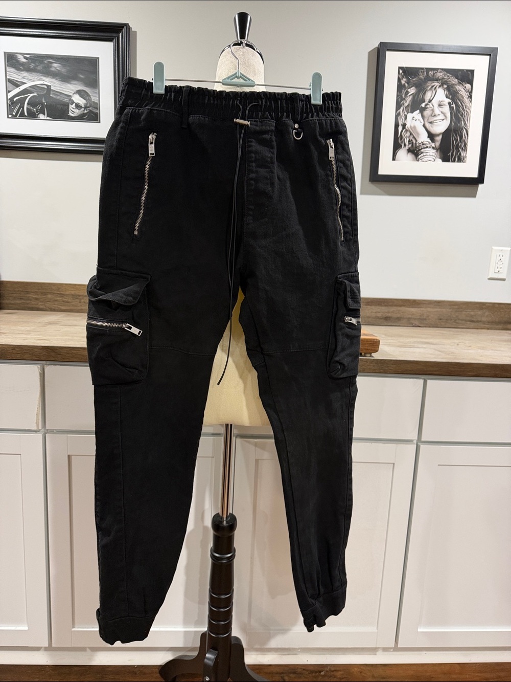 Hyper denim black Casual Drawstring Cargo Pants size Medium streetwear